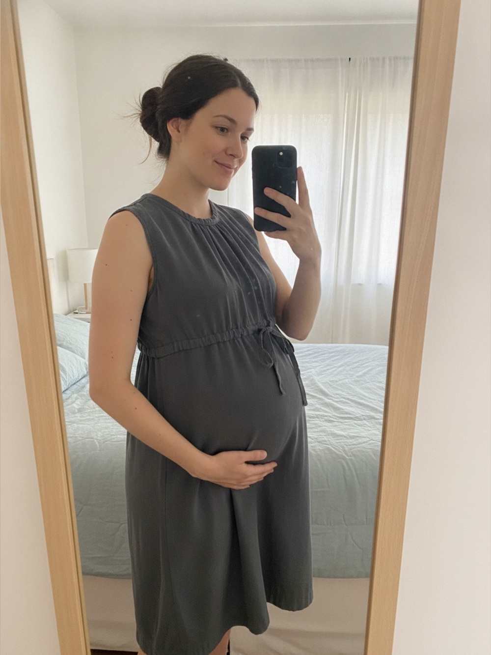 Gap Maternity Sleeveless Tie-Waist Dress XS Gray